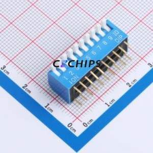 DL-10LT DIP Switch Through hole Component (THT),P=2.54mm Switch Piano Key Single Pole Single Throw 10 2.54mm - Product Image 1