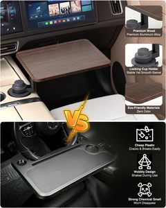 ที่วางแก้วในรถยนต์ KUST/KUSTER รุ่น DSF21 สำหรับรถยนต์ Model 3/Y แบบพับได้ ทำจากไม้ ถาดอเนกประสงค์สำหรับการเดินทาง - Product Image 3