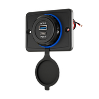Chargeur USB double 3.1A QC3.0 & PD3.0 pour camping-car et camion, montage sur surface plane, étanche IP65, 12V/24V DC