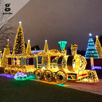Escultura de Tren LED 3D Grande, Luz Decorativa para Parques Temáticos, Iluminación de Paisaje