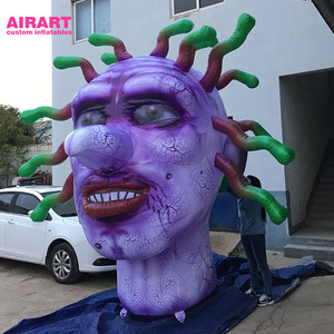 Cabeza de Monstruo Inflable de Halloween, Laberinto de Terror, Busto de Monstruo Morado Inflable, Decoración de Cabeza de Zombie Inflable con LED - Product Image 5