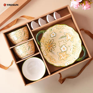 フラワーデザインギフトボックス磁器セラミックプレートとボウルセットセラミックスプーン - Product Image 4