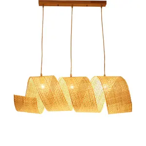 Grand lustre plafonniers bambou artisanat fait à la main moderne lampe suspendue design d'intérieur cuisine îlot salon hôtels