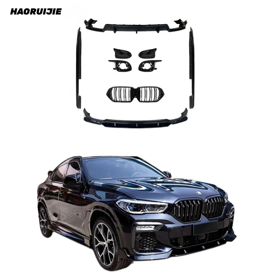 Kit de corpo g06 para bmw x6 g06 x7 g07, atualização para cavaleiro preto, bodykit, difusor frontal e traseiro