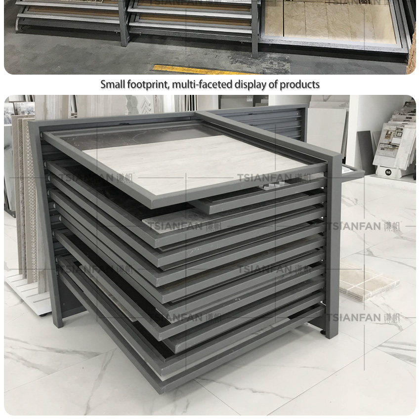 High Quality Exhibition Ceramic Marble Stand Granite Quartz Sample Stone Rack Custom Recline Display For Tilt Tile Showroom