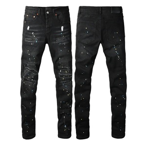 Jeans de Mezclilla Elásticos Casuales de Cintura Media, Lavado Claro, Diseño de Alta Calidad, Rotos, Estilo Urbano para Hombre - Product Image 2
