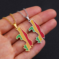 BINSHUO vente en gros de bijoux en acier inoxydable personnalisés goutte d'huile république du Congo Brazzaville drapeau carte hommes pendentif collier femmes