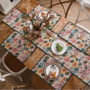 Coureurs <span class=keywords><strong>de</strong></span> <span class=keywords><strong>table</strong></span> populaires d'été d'Anne en gros <span class=keywords><strong>de</strong></span> <span class=keywords><strong>style</strong></span> champêtre-Botanical Floral Jacquard Poly-Cotton Fabric Straight Edge - Product Image 3