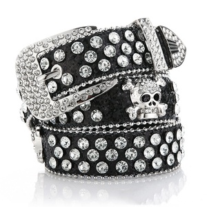 <span class=keywords><strong>Ceinture</strong></span> en cuir Western Bling Bling avec crânes en strass pour hommes et femmes, <span class=keywords><strong>ceinture</strong></span> en cristal de cowboy, <span class=keywords><strong>ceinture</strong></span> <span class=keywords><strong>BB</strong></span> <span class=keywords><strong>Simon</strong></span>, <span class=keywords><strong>ceinture</strong></span> en diamant - Product Image 1
