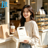 Boîtes à dessert personnalisées imprimées avec poignée, boîtes à gâteaux en papier recyclable pour boulangerie, boîtes à emporter en gros, emballage cadeau pour café et anniversaire