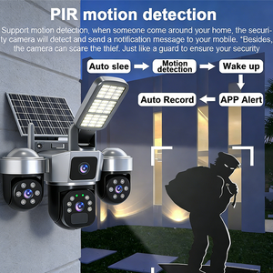 Cámara <span class=keywords><strong>Solar</strong></span> Guangheng de 3MP con Triple Lente y Soporte - Fuente de Luz Dual, Audio Bidireccional en Tiempo Real, Seguridad para Interiores/Exteriores, Hogar y Jardín - Product Image 5