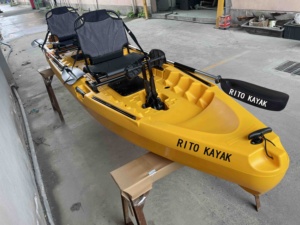 Vente en gros 14ft rotomoulé siège confortable bateau de sport kajak de pêche chine <span class=keywords><strong>kano</strong></span> plastique double kayak à pédales pour 2 personnes avec entraînement des ailerons - Product Image 5