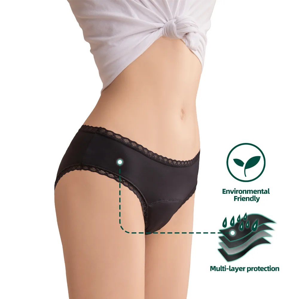 Dropshipping plus size women's underwear incontinence panties cotton 4 layer leak proof menstrual period panties