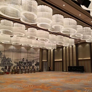 PIORI fabricación personalizada vestíbulo del Hotel decoración de la boda proyecto grande personalizado Rectangular grandes candelabros de cristal montados al ras - Product Image 2