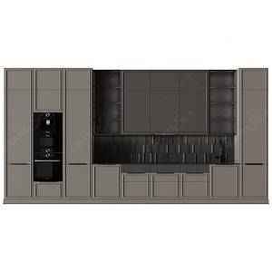 Meuble de <span class=keywords><strong>cuisine</strong></span> résidentiel britannique en panneaux <span class=keywords><strong>Egger</strong></span> noir mat, résistant à l'eau, design personnalisé, îlot en fibre de verre - Product Image 2