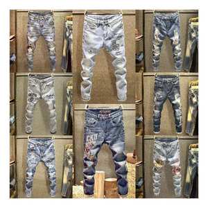 2024デザイナースキニースタッキングプラスサイズマルチポケットカジュアルストレートソリッドカラーカジュアルストレッチジーンズマン - Product Image 1