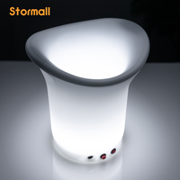Seau à glace en plastique transparent avec logo personnalisé, avec couvercle, pour le camping, avec lumières LED, capacité 7L/8L/12L