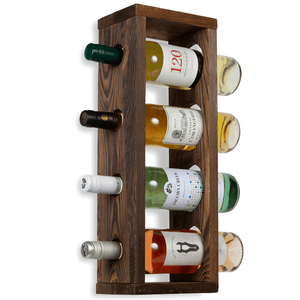 Estante de Pared para 4 Botellas Estilo Shabby Chic, 100% Madera de Pino, Decoración del Hogar Conveniente, Estante para Copas de Vino de Madera Más Vendido - Product Image 2