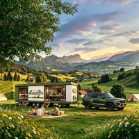 Caravane mobile de glamping, mini-maison préfabriquée, maison modulaire, camping-car avec mur en verre, vente chaude 2026-2027