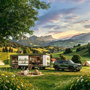 Casa Mobile Rimorchiabile per Glamping e <span class=keywords><strong>Campeggio</strong></span>, Mini Casa Prefabbricata, Caravan Modulare RV con Parete <span class=keywords><strong>in</strong></span> Vetro, Novità 2026-2027 - Product Image 2