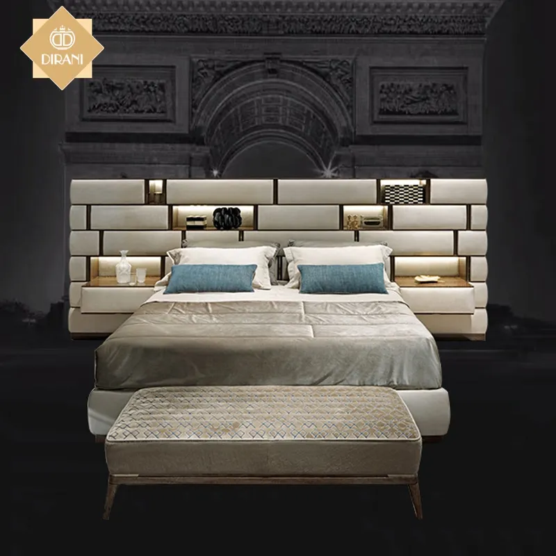 bedroom furniture latest double bed designs modern luxury super leather cushion headboard king size bed