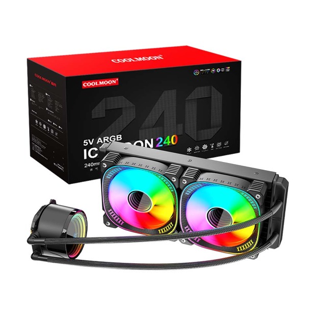 COOLMOON TY240 Gaming Pc CPU Radiator ARGB CPU Water Cooler Liquid Cooler AIO Cooling With Temperature Display Screen CPU Cooler