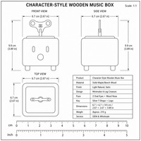 Caixa de Música de Madeira com Personagem Fofo, Boneco Minimalista, Colecionável, de Corda, Presente Artesanal, OEM, Atacado, Gravação Personalizada, Mini