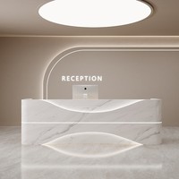 Bureau de réception moderne en bois de luxe avec logo personnalisable pour salon de beauté, hôtel, magasins de vêtements