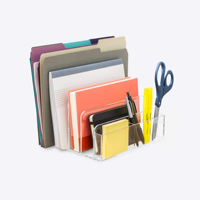 Organisateur de fichiers en acrylique à 4 sections, organisateur de bureau transparent et accessoires, porte-documents robuste, classeur