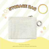 Kantong Penyimpanan Mini Anti Maling INS Fashion dari Kanvas dengan Ritsleting, Lapisan Katun, Desain Pendek, dan Gantungan Kunci Lingkaran Logam