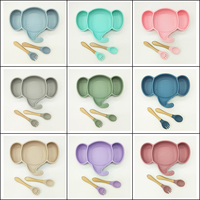 Nouveaux ensembles d'articles d'alimentation pour bébés et tout-petits, en silicone souple de qualité alimentaire, vaisselle à ventouse, motif animal, sans BPA