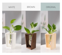Tube à essai artisanal élégant vase à plantes jardinière hydroponique support de plantes en bois Tubes de propagation hydroponique
