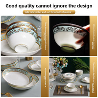 Service de table de luxe léger d'inspiration occidentale, 29 pièces, en porcelaine fine émaillée de style européen, avec décor doré en relief