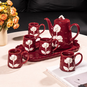 French Camellia <b>Tea</b> Set Exquisite Luxury Engagement Wedding Gift Household Housewarming Water Cup Collection Set - Product Image 4