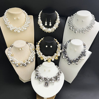 Ensemble collier et boucles d'oreilles en imitation perle baroque plaqué or, nouveau design tendance, vente en gros, pour femmes, dans plusieurs styles
