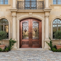 Porte d'entrée double en cuivre, aluminium et acier personnalisable avec treillis métallique, porte antivol en acier