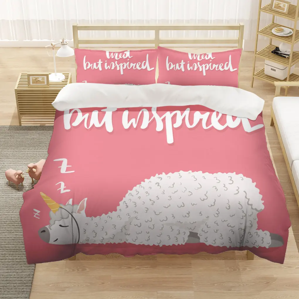 Low Moq Custom Printed Fashion Duvet Cover Sets Cute Sweet Animal Bed Sheet 3D Home Bedding Set