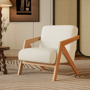 Divano singolo Richard francese stile metà del secolo <span class=keywords><strong>soggiorno</strong></span> balcone sedia per il tempo libero in legno massello design divano sedia singola - Product Image 5