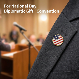 Épinglette personnalisée en laiton imprimée avec drapeau national, cadeau diplomatique - Product Image 3