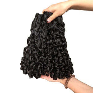 Venta caliente Super doble dibujado euroasiático Curl Raw Virgin Indian Hair Bundles Color natural - Product Image 1