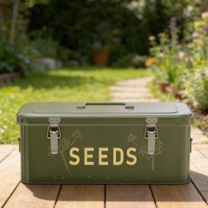 Metal Seed Storage Organizer Kit 30 Bottles 4-Compartment Locking Box <strong>Bohemian</strong> Design Durable 20-35L Capacity - Product Image 3