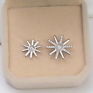 Pendiente de Plata S925 con Forma de Copo de Nieve, Colgante Grande Personalizado para Mujer con Soporte Vacío para Incrustar, Accesorio para Colgante de Perla con Flor DIY - Product Image 4