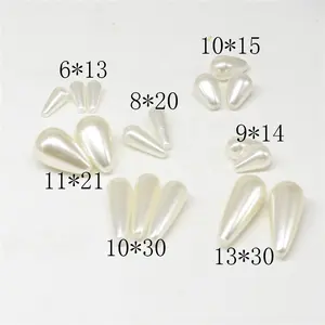 Wholesale Two Hole Tear Drop Ivory Plastic Imitation ABS Pearl Loose DIY Beads for Jewelry Making