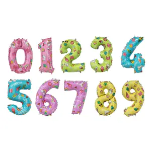 Personalizzato in fabbrica con numero stampato colorato lamina palloncini da 16 pollici con fumetto mylar palloncino per decorazioni per feste di compleanno per bambini