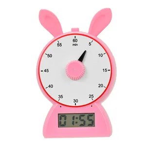 New Design Cartoon Rabbit Shape 2 Display Mechanical Rotating Button Timer LCD Display Digital Clock