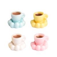 Kawaii nuage plateau café résine Flatback Cabochon pour bricolage crème colle accessoires faits à la main maison de poupée Miniature cuisine décorative