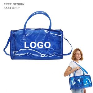 Sac de sport personnalisé avec logo, sac en plastique transparent pour la gym, les voyages, la plage, sac en PVC, sac de sport couleur bonbon, sac en gelée avec fermeture éclair métallique, sac fourre-tout transparent - Product Image 1