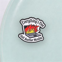 Broche en émail souple motif ordinateur portable enflammé, avec slogan humoristique, en alliage de zinc, pour sac, manteau, chapeau, ornement quotidien, objet de collection