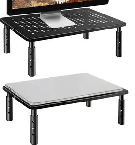 펜 홀더가있는 모니터 스탠드 라이저 3 높이 조절 가능한 모니터 스탠드 노트북 및 Mac 용 인체 공학적 금속 노트북 스탠드