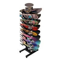 Présentoir de sol double face personnalisable pour skateboards, support de rangement en métal pour longboards et surf skate, idéal pour les magasins de sport pour enfants